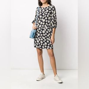 MOSCHINO Black Daisy Ruched-Sides Shift Dress‎ Size 10